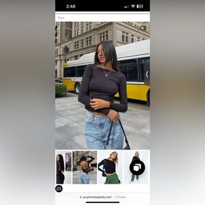 Princess Polly Black Open Back Top (Size 4 or Small)